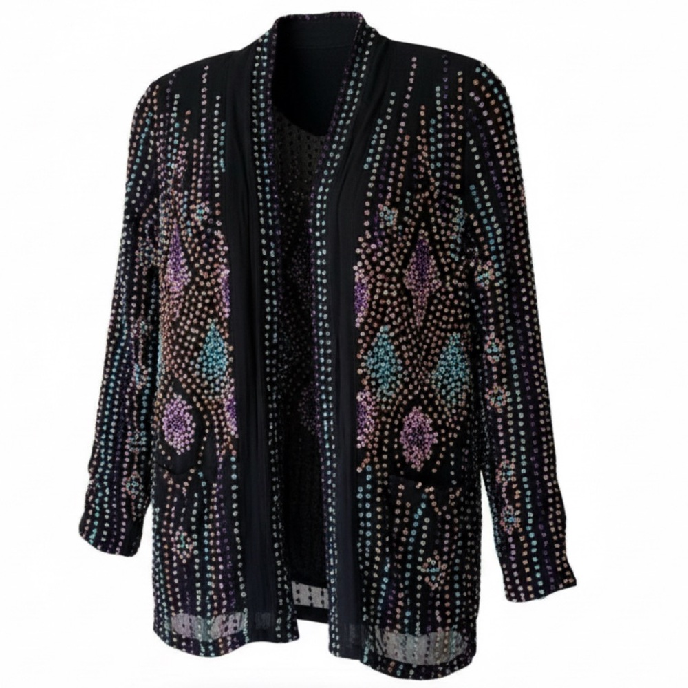 ANTIK BATIK open sequence‎ texture black blazer jacket